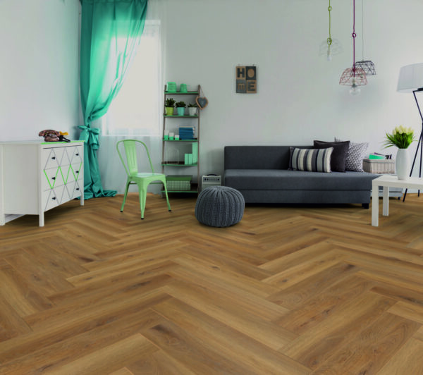 HERRINGBONE DINGLE OAK SMOKED, BRUSHED & MATT LACQUERED ENGINEERED FLOORING