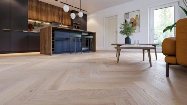 HERRINGBONE SHREWSBURY OAK STAINED BRUSHED & UV LACQUERED ENGINEERED FLOORING