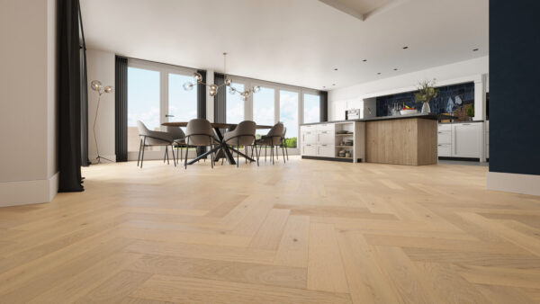 HERRINGBONE WICKLOW OAK STAINED, BRUSHED, UV MATT LACQUERED ENGINEERED FLOORING