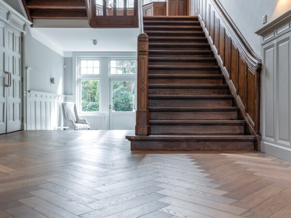 RENAISSANCE HERRINGBONE OAK LANDINI SMOKED DISTRESSED WHITE UV OIL/WAX ENGINEERED FLOORING